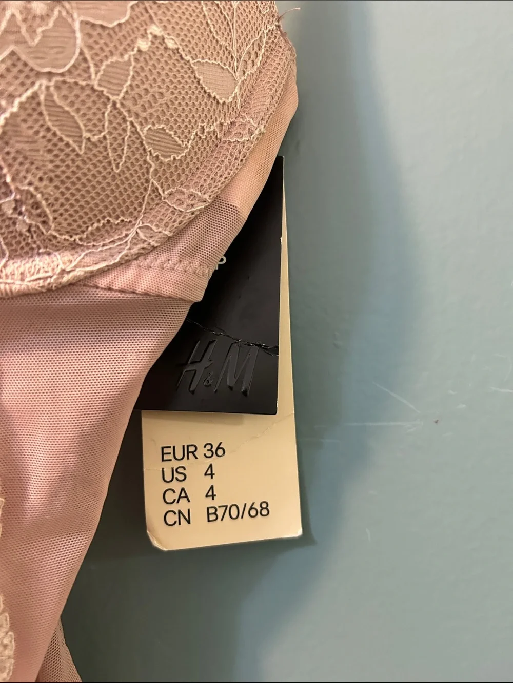 BRAND NEW TAG Size 4 Push-Up Lingerie body suit Pale Pink H&M
